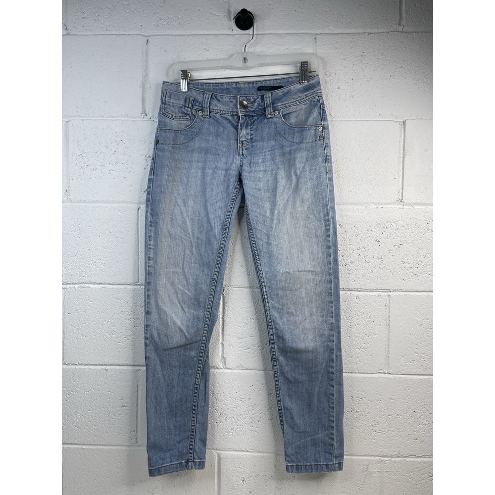Womens Benetton Skinny Jeans Size Sz‎ 26 x28 Light Wash Blue Denim Stretch